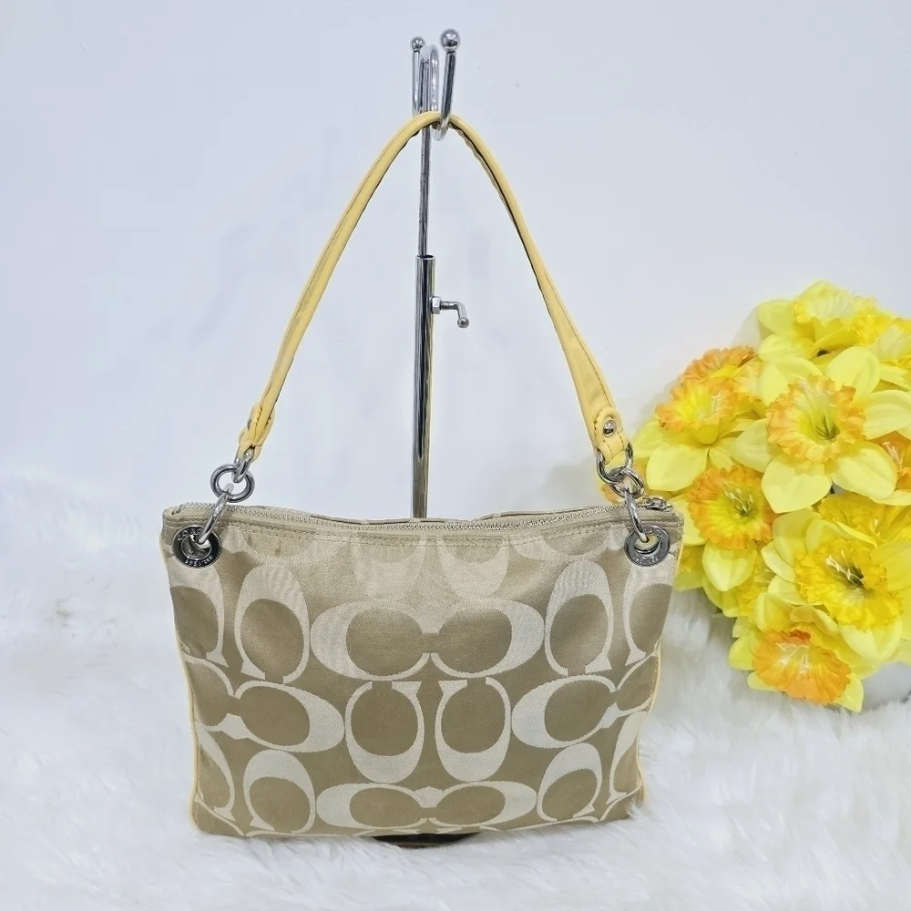 Coach yellow and tan satchel bag
